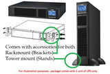 OPTI-UPS DS2000E-RM (Tower/Rackmount) (2000VA / 2000W) Online Double Conversion Uninterruptible Power Supply, Pure Sine Wave, UPS Battery Backup, Surge Protection (Needs 20 amp Outlet, See Picture) updated version of DS2000B / DS2000B-RM