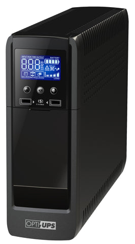 OPTI-UPS PS1500E Sinewave Line Interactive Uninterruptible Power Supply (1500VA/900W) UPS Battery Backup AVR Surge Protection 10-Outlets ( 5-Battery / 5-Surge ) – works with Active PFC PC Power Supply